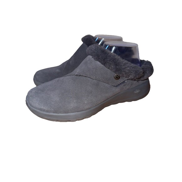 Skechers On-the-GO Joy‎ Suede and Faux Fur Clogs Blissful Charcoal Size 9 - Picture 1 of 8